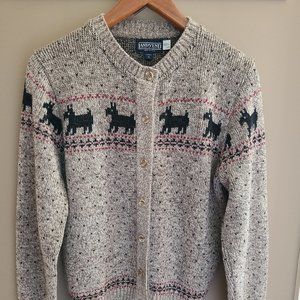 Dog Design Wool Lands End Caridan Sweater - Size Small